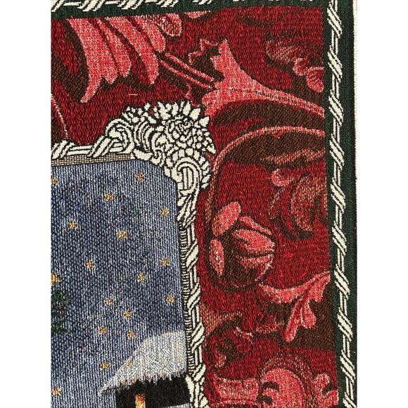 Hmk Woven Tapestry Throw Blanket Christmas Holiday Santa Victorian 42x50 Vintage - Picture 5 of 12